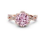 Rose gold Fancy Pink Round  Halo Twist Band Solitaire Ring with Six-Prong Setting_3
