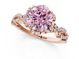 Rose gold Fancy Pink Round  Halo Twist Band Solitaire Ring with Six-Prong Setting_4