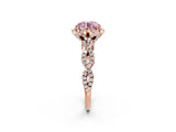 Rose gold Fancy Pink Round  Halo Twist Band Solitaire Ring with Six-Prong Setting_5