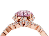 Rose gold Fancy Pink Round  Halo Twist Band Solitaire Ring with Six-Prong Setting_7