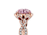 Rose gold Fancy Pink Round  Halo Twist Band Solitaire Ring with Six-Prong Setting_8