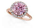 Rose gold Fancy Pink Round  Halo Twisted Band Four-Prong Diamond Ring_1