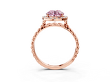 Rose gold Fancy Pink Round  Halo Twisted Band Four-Prong Diamond Ring_3