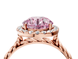 Rose gold Fancy Pink Round  Halo Twisted Band Four-Prong Diamond Ring_4