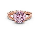 Rose gold Fancy Pink Round  Halo Twisted Band Four-Prong Ring_32
