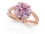 Rose gold Fancy Pink Round  Halo Twisted Band Four-Prong Ring_33