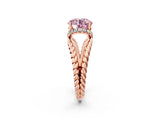 Rose gold Fancy Pink Round  Halo Twisted Band Four-Prong Ring_34