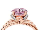 Rose gold Fancy Pink Round  Halo Twisted Band Four-Prong Ring_36
