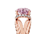 Rose gold Fancy Pink Round  Halo Twisted Band Four-Prong Ring_37
