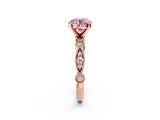Rose gold Fancy Pink Round  Milgrain Bezel Diamond Engagement Ring with Solitaire Prong Setting_30