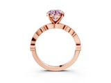 Rose gold Fancy Pink Round  Milgrain Bezel Diamond Engagement Ring with Solitaire Prong Setting_31