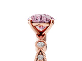 Rose gold Fancy Pink Round  Milgrain Bezel Diamond Engagement Ring with Solitaire Prong Setting_33
