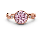 Rose gold Fancy Pink Round  Milgrain Marquise Diamond Twist Band Ring_62