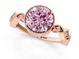 Rose gold Fancy Pink Round  Milgrain Marquise Diamond Twist Band Ring_63
