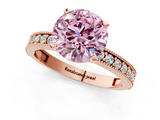 Rose gold Fancy Pink Round  Milgrain Pave Diamond Engagement Ring with Four-Prong Setting_1