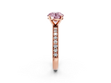 Rose gold Fancy Pink Round  Milgrain Pave Diamond Engagement Ring with Four-Prong Setting_2