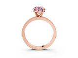 Rose gold Fancy Pink Round  Milgrain Pave Diamond Engagement Ring with Four-Prong Setting_3