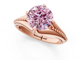 Rose gold Fancy Pink Round  Solitaire Beaded Band Six-Prong Setting_1