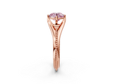 Rose gold Fancy Pink Round  Solitaire Beaded Band Six-Prong Setting_2