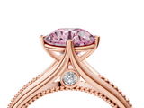Rose gold Fancy Pink Round  Solitaire Beaded Band Six-Prong Setting_4