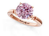 Rose gold Fancy Pink Round  Solitaire Beaded Band with Four-Prong Setting_1