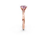 Rose gold Fancy Pink Round  Solitaire Beaded Band with Four-Prong Setting_2