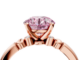 Rose gold Fancy Pink Round  Solitaire Beaded Band with Four-Prong Setting_4