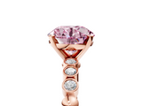 Rose gold Fancy Pink Round  Solitaire Bezel Accent Diamond Engagement Ring with Beaded Band and Four-Prong Setting_5