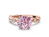 Rose gold Fancy Pink Round  Solitaire Bezel-Set Diamond Ring with Beaded Band and Four-Prong Setting_28