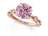 Rose gold Fancy Pink Round  Solitaire Bezel-Set Diamond Ring with Beaded Band and Four-Prong Setting_29