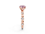 Rose gold Fancy Pink Round  Solitaire Bezel-Set Diamond Ring with Beaded Band and Four-Prong Setting_30