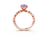 Rose gold Fancy Pink Round  Solitaire Bezel-Set Diamond Ring with Beaded Band and Four-Prong Setting_31