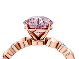 Rose gold Fancy Pink Round  Solitaire Bezel-Set Diamond Ring with Beaded Band and Four-Prong Setting_32
