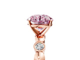 Rose gold Fancy Pink Round  Solitaire Bezel-Set Diamond Ring with Beaded Band and Four-Prong Setting_33