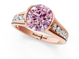 Rose gold Fancy Pink Round  Solitaire Bezel-Set Diamond Ring with Channel-Set Band_1
