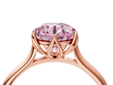 Rose gold Fancy Pink Round  Solitaire Cathedral Diamond Ring with Six-Prong Setting_4