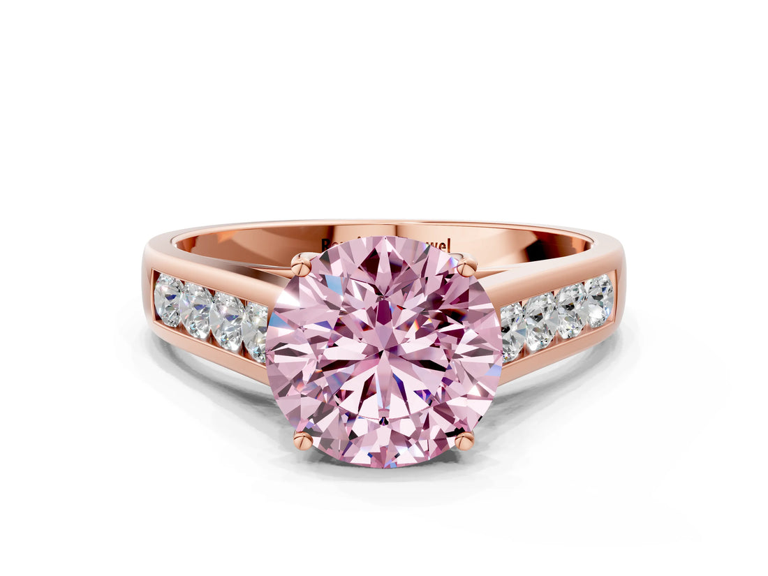 Rose gold Fancy Pink Round  Solitaire Channel-Set Diamond Engagement Ring with Four-Prong Setting_29
