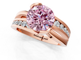 Rose gold Fancy Pink Round  Solitaire Channel-Set Split Shank Ring with Tension Prong Setting_4