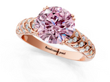 Rose gold Fancy Pink Round  Solitaire Chevron Pave Diamond Engagement Ring with Six-Prong Setting_1