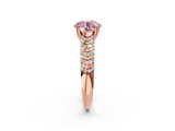 Rose gold Fancy Pink Round  Solitaire Chevron Pave Diamond Engagement Ring with Six-Prong Setting_2