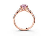 Rose gold Fancy Pink Round  Solitaire Chevron Pave Diamond Engagement Ring with Six-Prong Setting_3