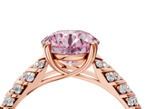 Rose gold Fancy Pink Round  Solitaire Chevron Pave Diamond Engagement Ring with Six-Prong Setting_4