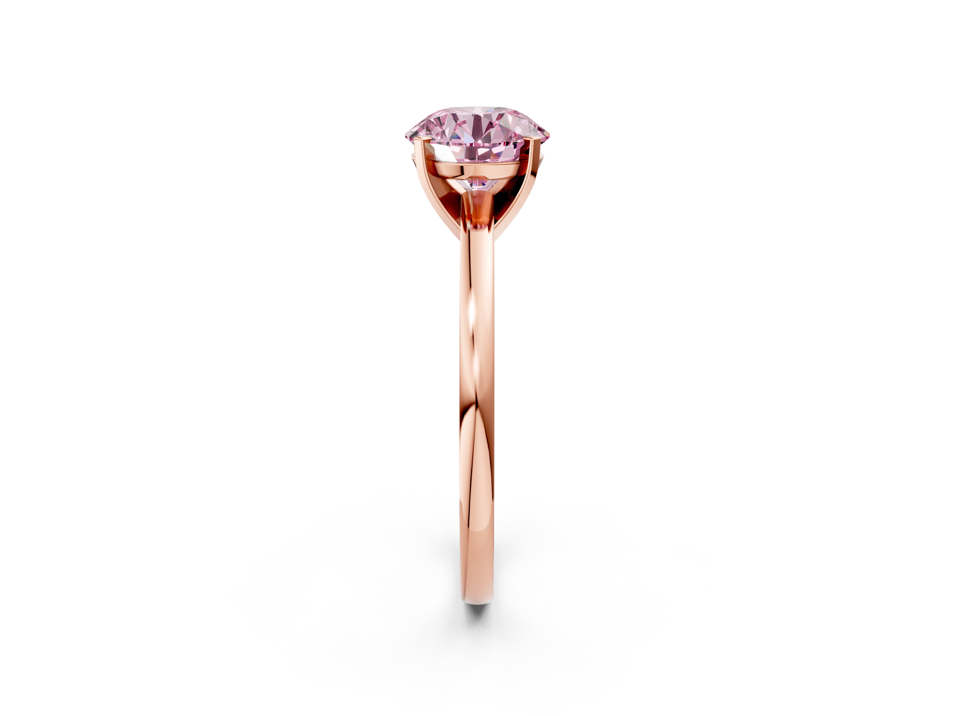 Rose gold Fancy Pink Round  Solitaire Diamond Engagement Ring with Four-Prong Setting on a Classic Band_5