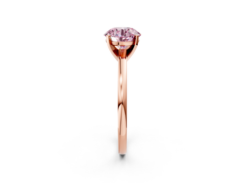 Rose gold Fancy Pink Round  Solitaire Diamond Engagement Ring with Four-Prong Setting on a Classic Band_5