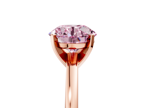 Rose gold Fancy Pink Round  Solitaire Diamond Engagement Ring with Four-Prong Setting on a Classic Band_8