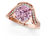 Rose gold Fancy Pink Round  Solitaire Diamond Engagement Ring with Pave Band and Four-Prong Setting 1