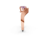 Rose gold Fancy Pink Round  Solitaire Diamond Engagement Ring with Pave Band and Four-Prong Setting 2