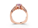 Rose gold Fancy Pink Round  Solitaire Diamond Engagement Ring with Pave Band and Four-Prong Setting 3