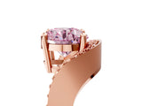 Rose gold Fancy Pink Round  Solitaire Diamond Engagement Ring with Pave Band and Four-Prong Setting 5