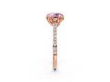 Rose gold Fancy Pink Round  Solitaire Diamond Engagement Ring with Pave Band and Six-Prong Setting_2